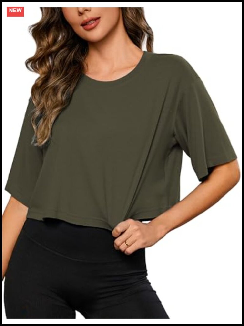 Oversized Boxy Crop T-Shirt Half Sleeve Crew Neck Athletic Summer Tee